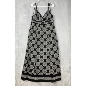 Style & Co Black/ White‎ Empire Waist Whimsigoth Artsy Maxi Dress Size 14P